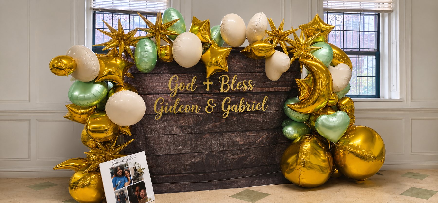 All Foils - Sage & Gold Organic Balloon Arch Garland by CapeNTiara Creations