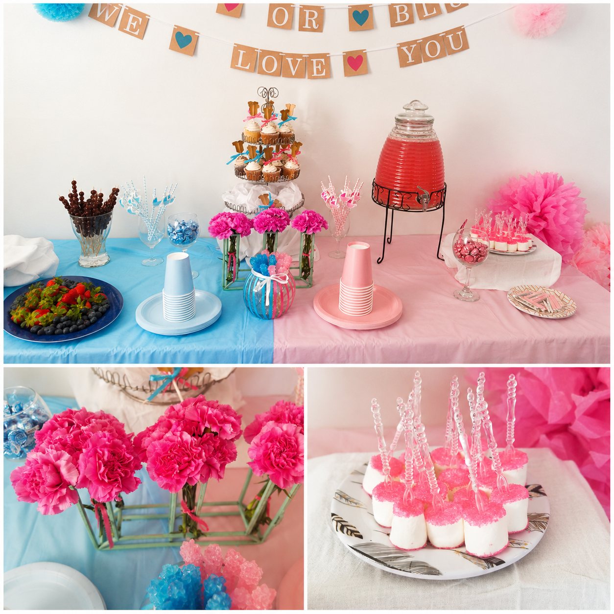 Classic Gender Reveal Dessert Table by CapeNTiara Creations