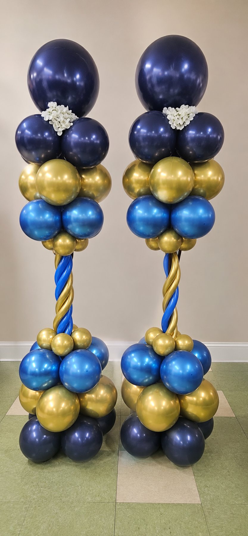 Navy & Gold Statement Balloon Columns by CapeNTiara Creations
