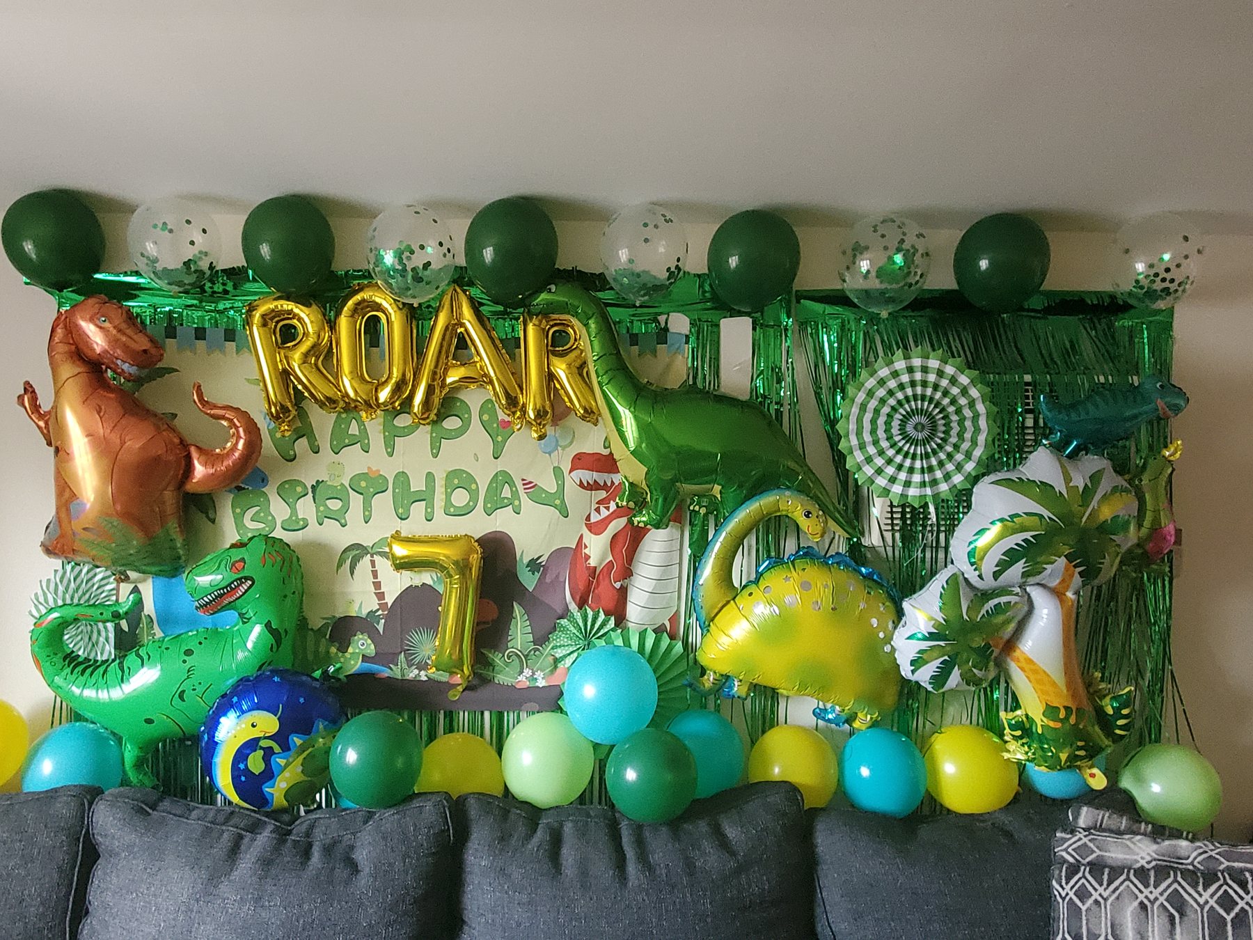 Themed Dinosaur Birthday Balloon Installation by CapeNTiara Creations